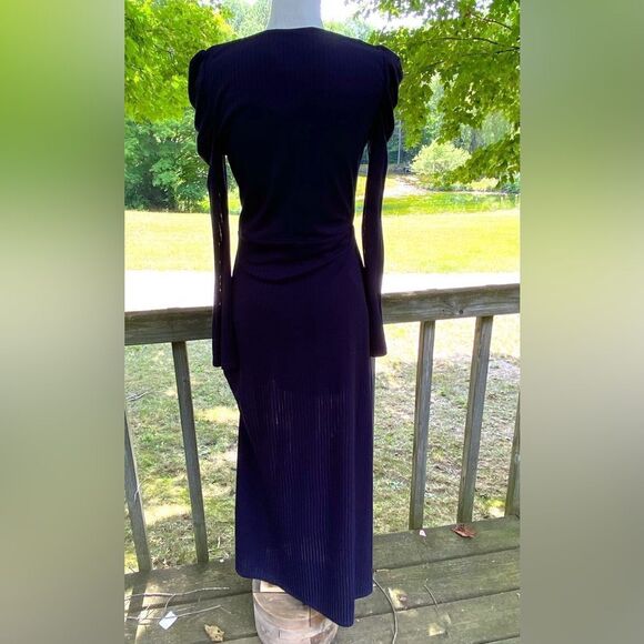 Prospect The Label Women's Sz Medium Navy Puff Sleeve Ribbed Dress - Picture 5 of 8